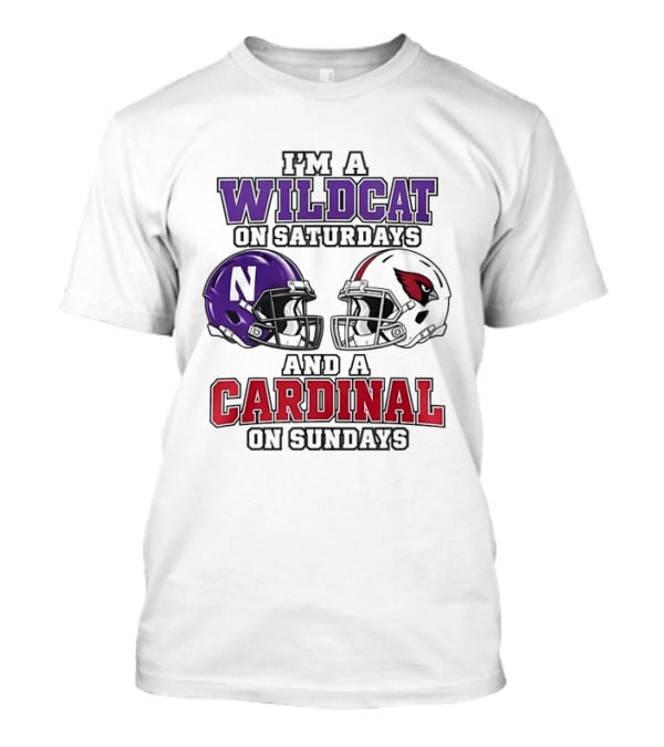 I'm A Wildcat On Saturdays And A Cardinal On Sundays Two Helmets T-Shirt