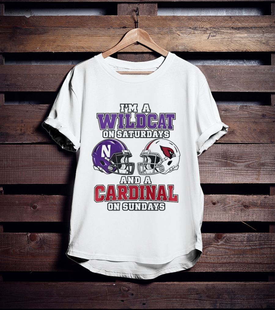 I'm A Wildcat On Saturdays And A Cardinal On Sundays Two Helmets T-Shirt