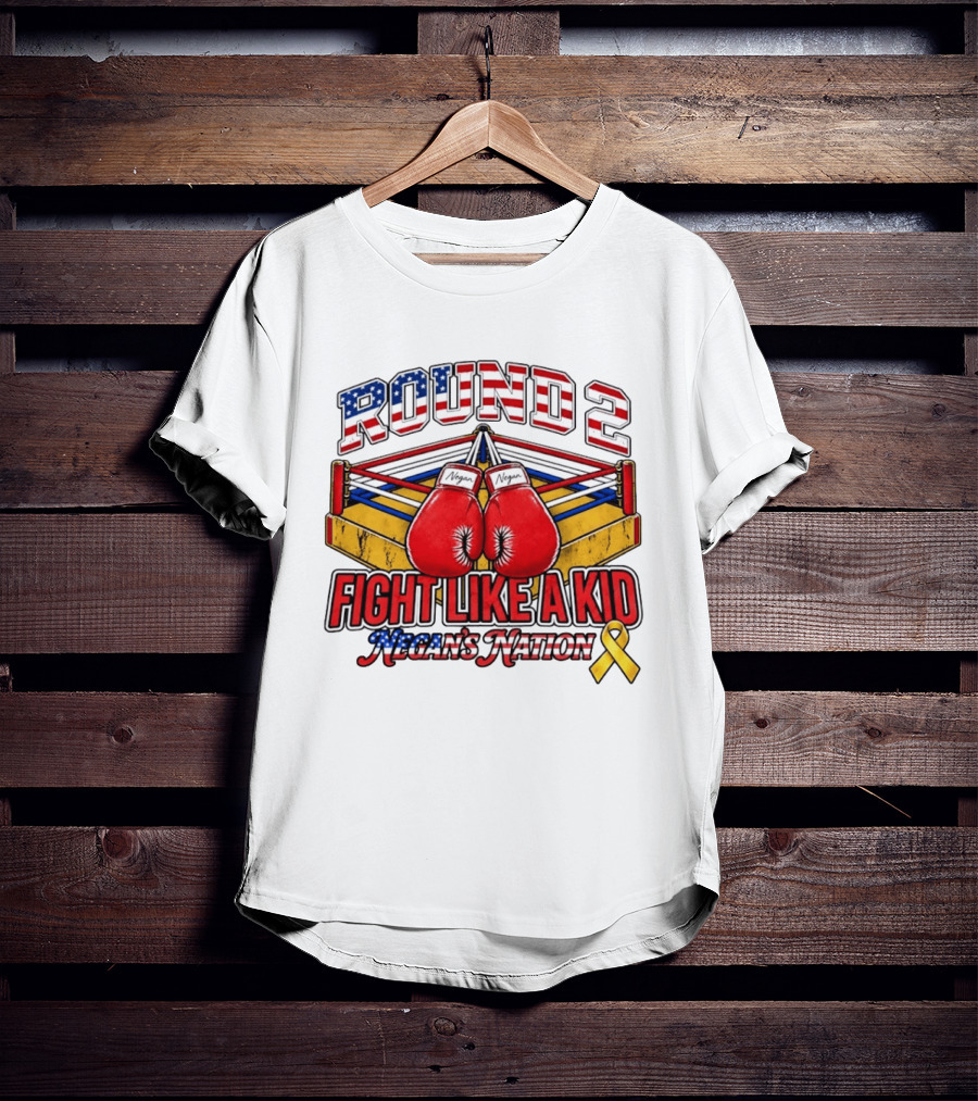 Round 2 Fight Like A Kid Negan's Nation Boxing Gloves Yellow Ribbon T-Shirt