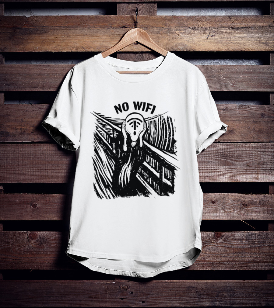 No WiFi The Scream Edvard Munch Network Signal T-Shirt