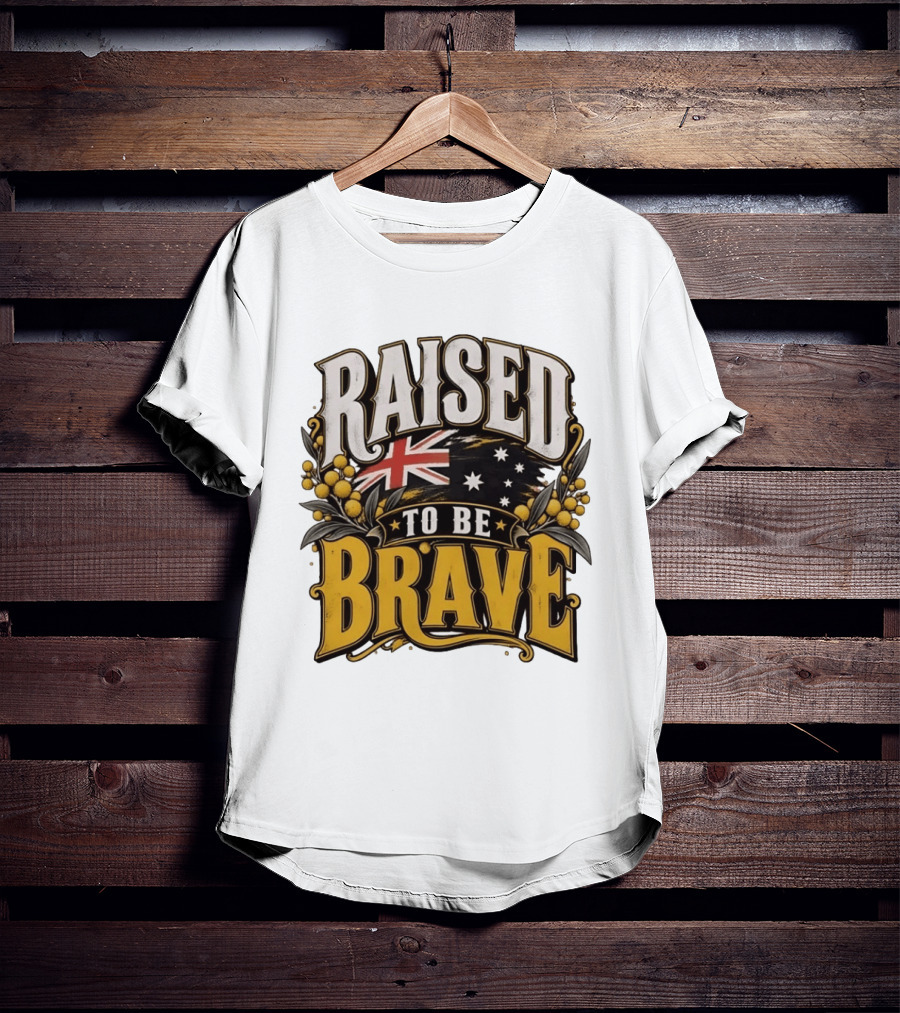 Raised To Be Brave Australian Flag With National Pride And Floral T-Shirt
