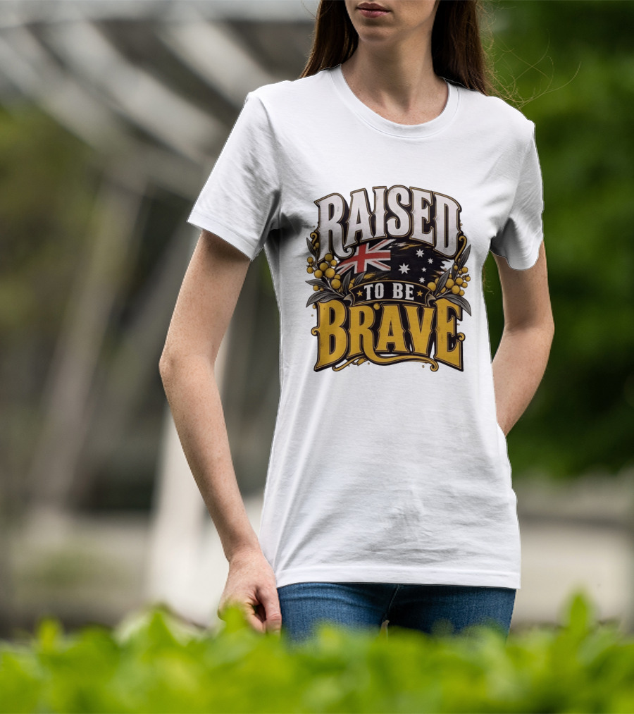 Raised To Be Brave Australian Flag With National Pride And Floral T-Shirt