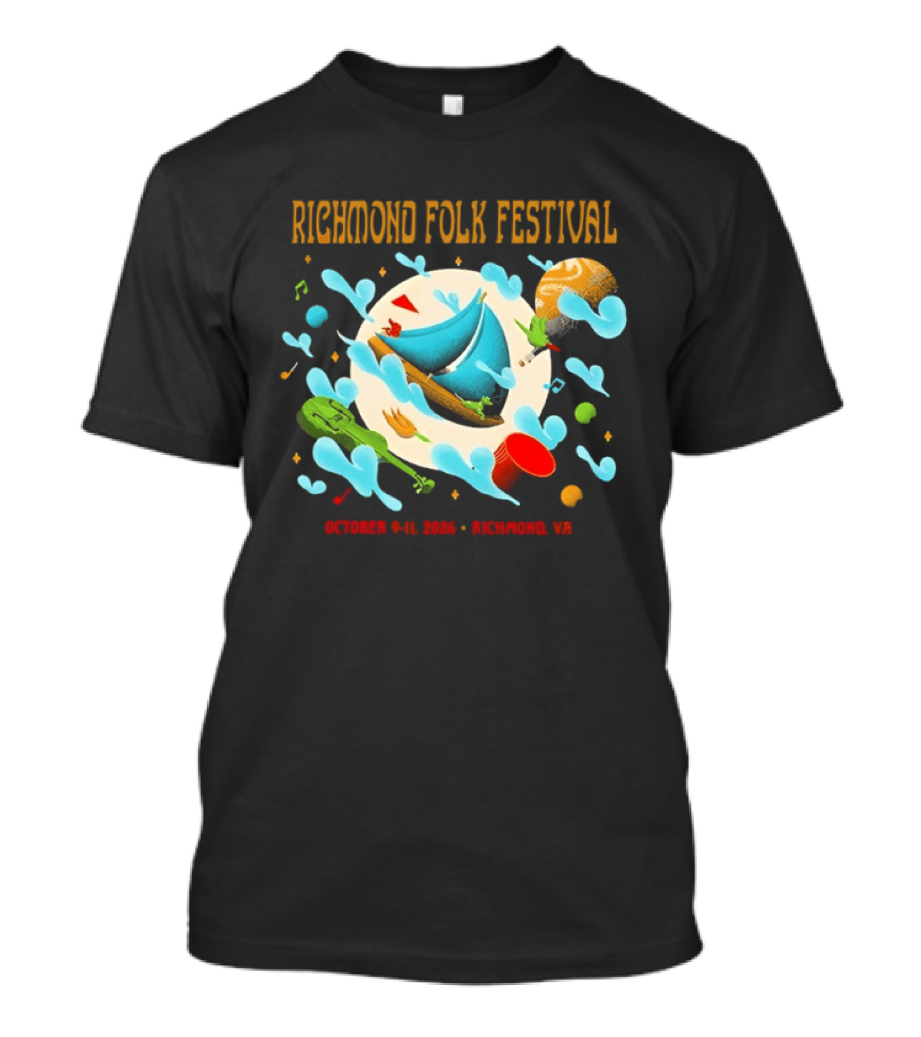 Richmond Folk Festival October 9 11 2026 Richmond VA Music And Food Celebration T-Shirt