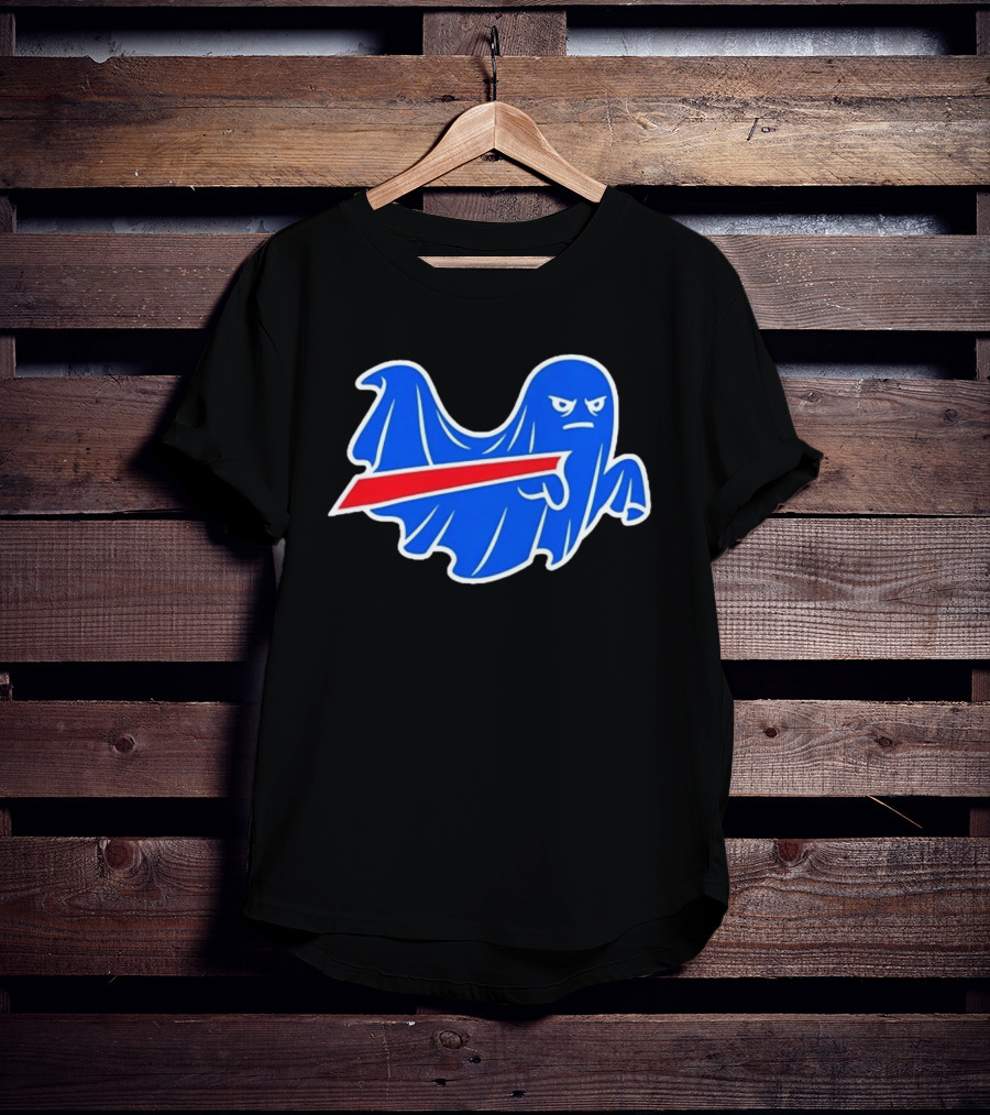 Buffalo Bills Ghost Mascot Emblem With Red T-Shirt