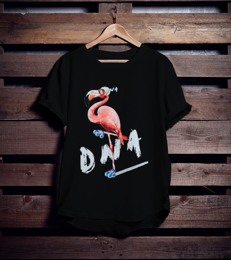 DNA Flamingo Roller Skates Fun Night T-Shirt