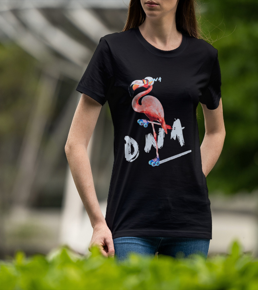 DNA Flamingo Roller Skates Fun Night T-Shirt