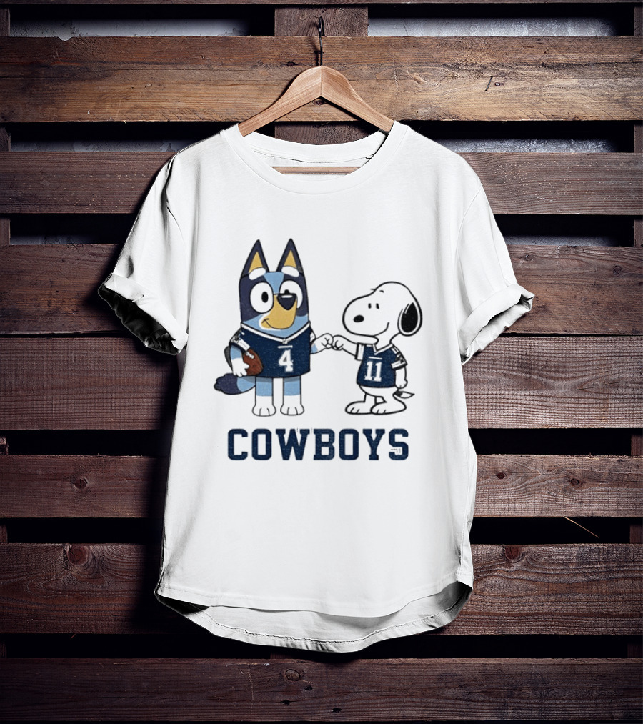 Bluey Snoopy Cowboys Football Team Friendship T-Shirt