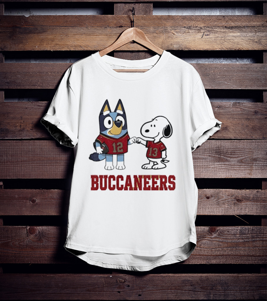 Bluey Snoopy Tampa Bay Buccaneers Football Friends T-Shirt