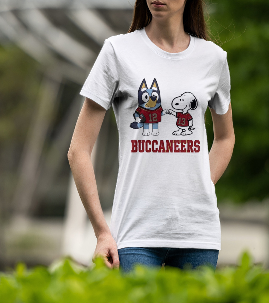 Bluey Snoopy Tampa Bay Buccaneers Football Friends T-Shirt