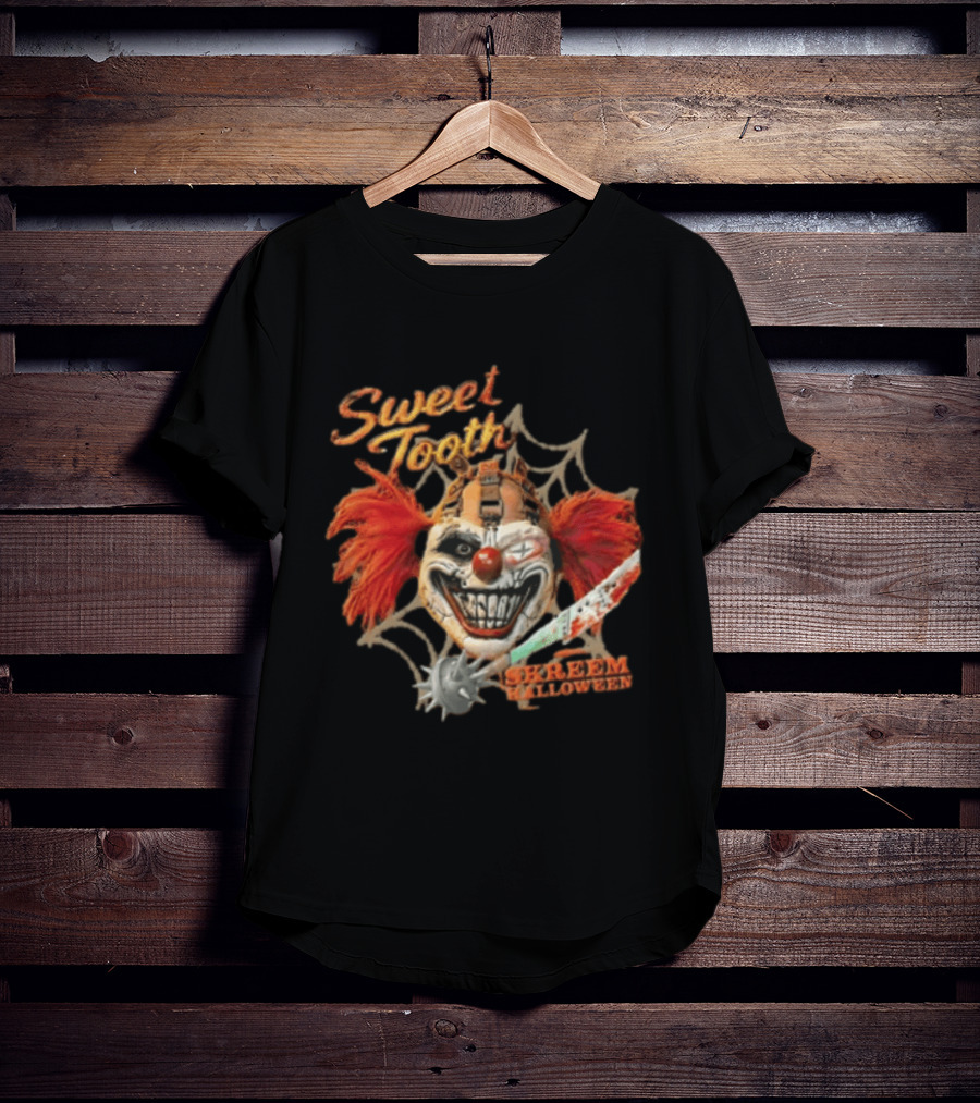 Sweet Tooth Skreem Halloween Evil Clown Mask Red Hair T-Shirt