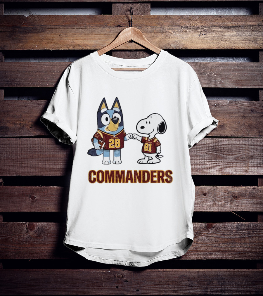 Bluey Snoopy Commanders Football 28 81 T-Shirt