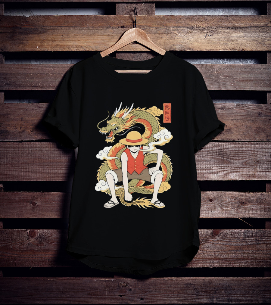 Monkey D Luffy With Dragon And Kanji One Piece Anime T-Shirt