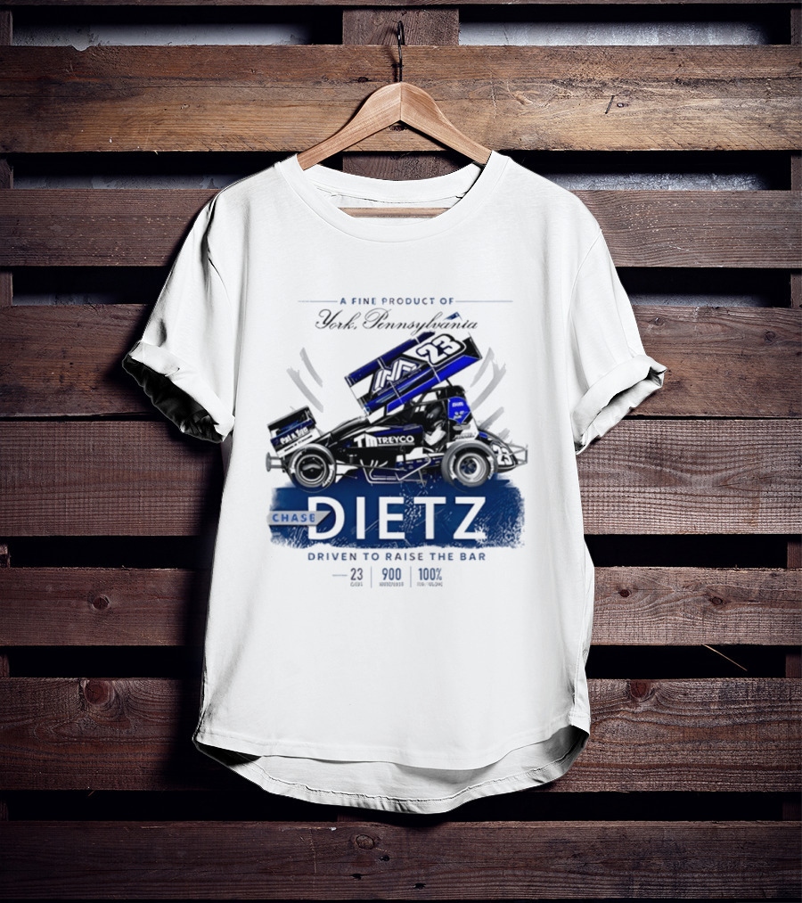 Chase Dietz Sprint Car 23 Driven To Raise The Bar York Pennsylvania Racing T-Shirt