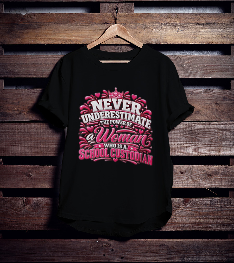 Never Underestimate The Power Of A Woman Who Is A School Custodian T-Shirt