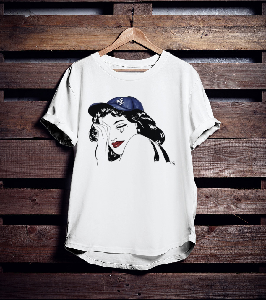 Los Angeles Dodgers Cap Crying Woman Pop T-Shirt
