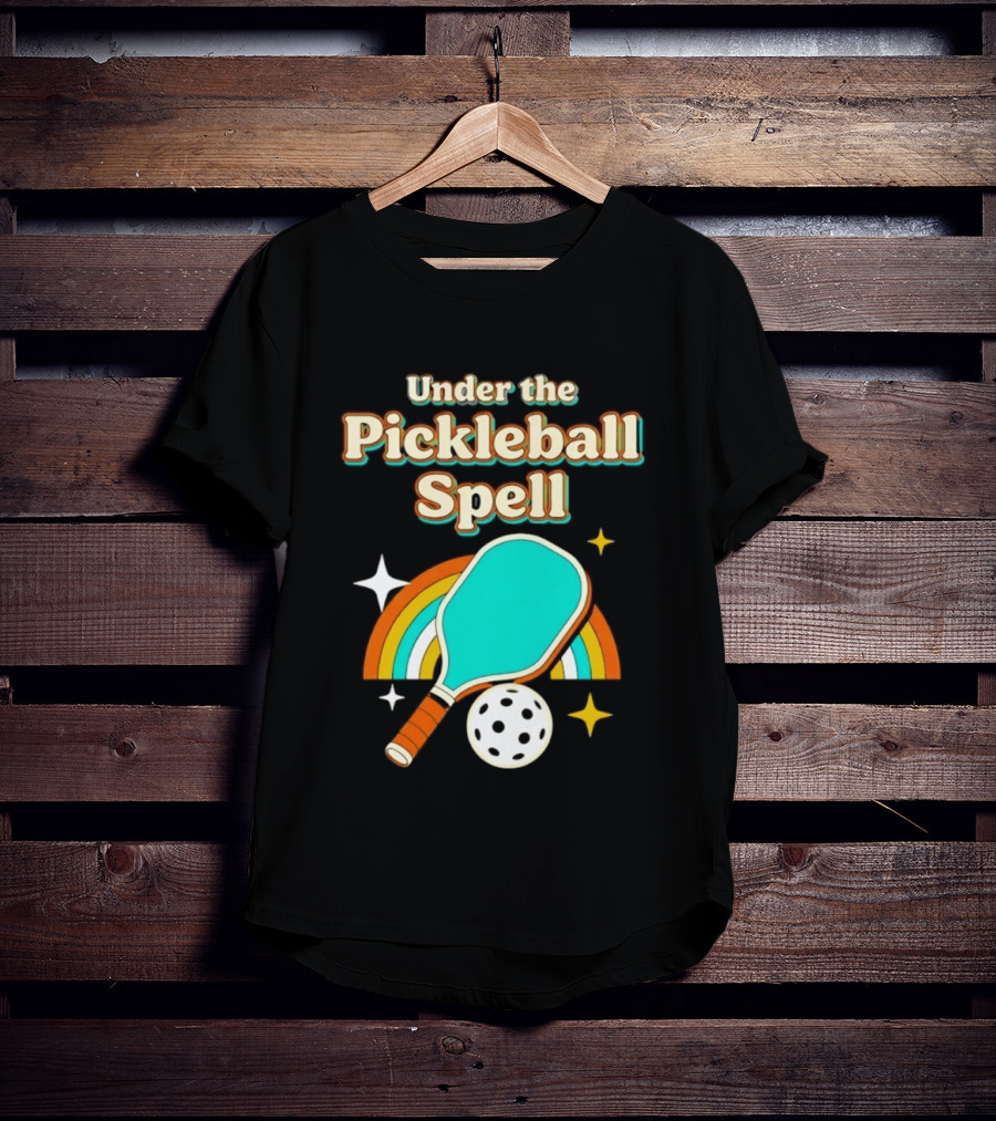 Under The Pickleball Spell Paddle And Rainbow Magic T-Shirt