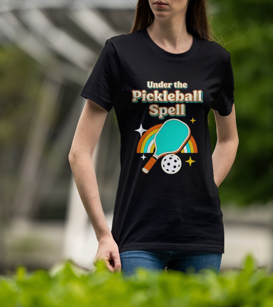 Under The Pickleball Spell Paddle And Rainbow Magic T-Shirt