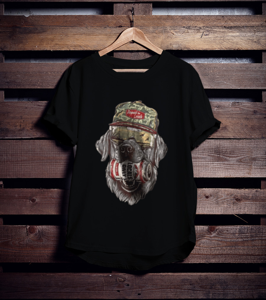 Respect The Locals Labrador Dog Camo Hat Sunglasses Beer Locals Only T-Shirt