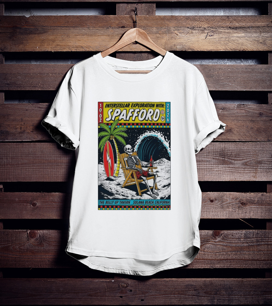 Interstellar Exploration With Spafford Skeleton Surfing At The Belly Up Tavern Solana Beach California October 2 2026 T-Shirt
