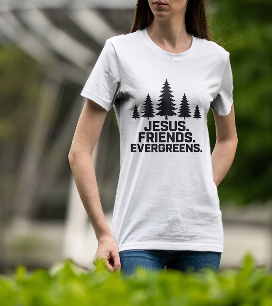 Jesus Friends Evergreens Christian Holiday Tree T-Shirt