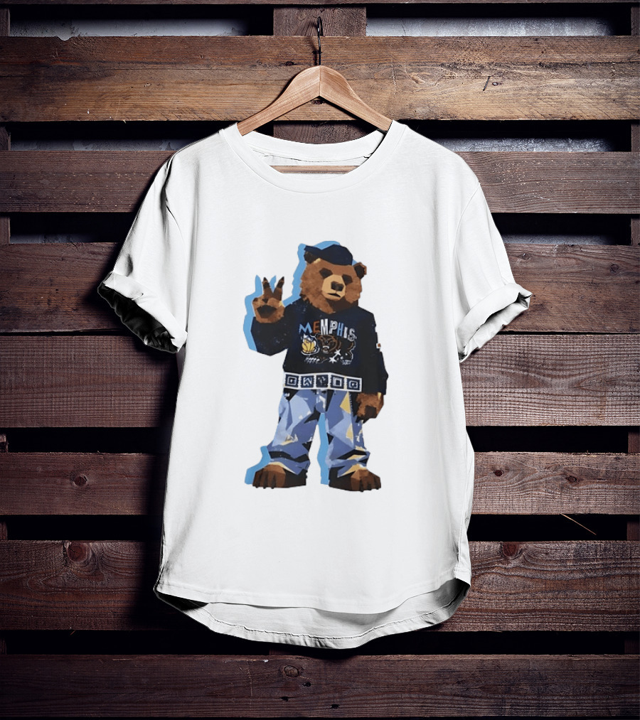 Memphis Grizzlies Bear Peace Sign Retro Style Fashionable Team Spirit T-Shirt