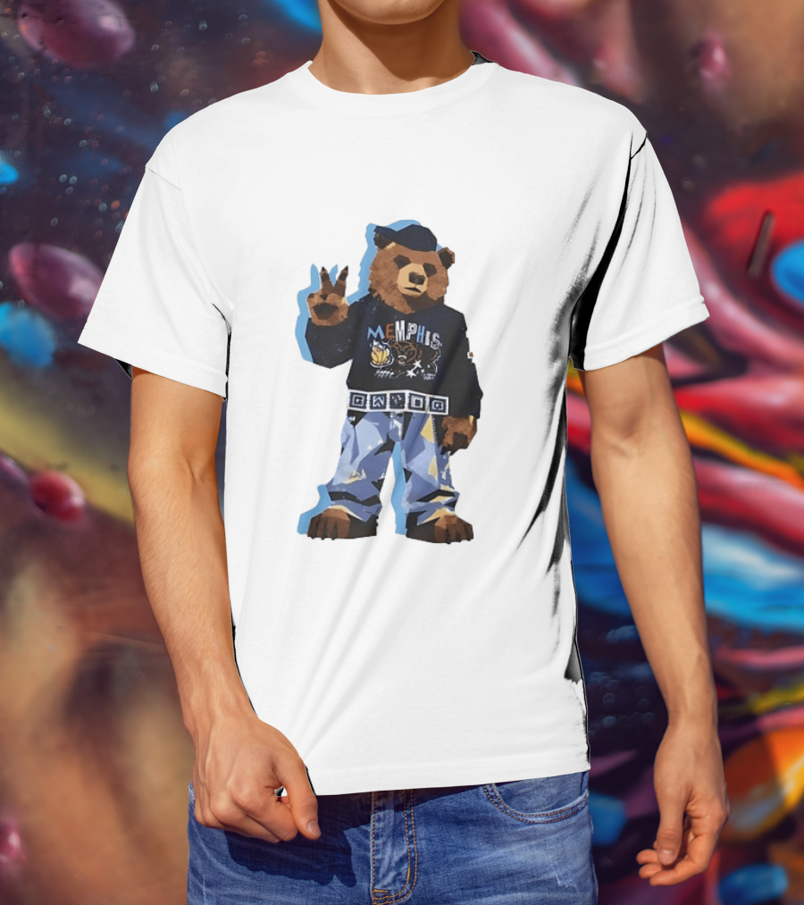 Memphis Grizzlies Bear Peace Sign Retro Style Fashionable Team Spirit T-Shirt