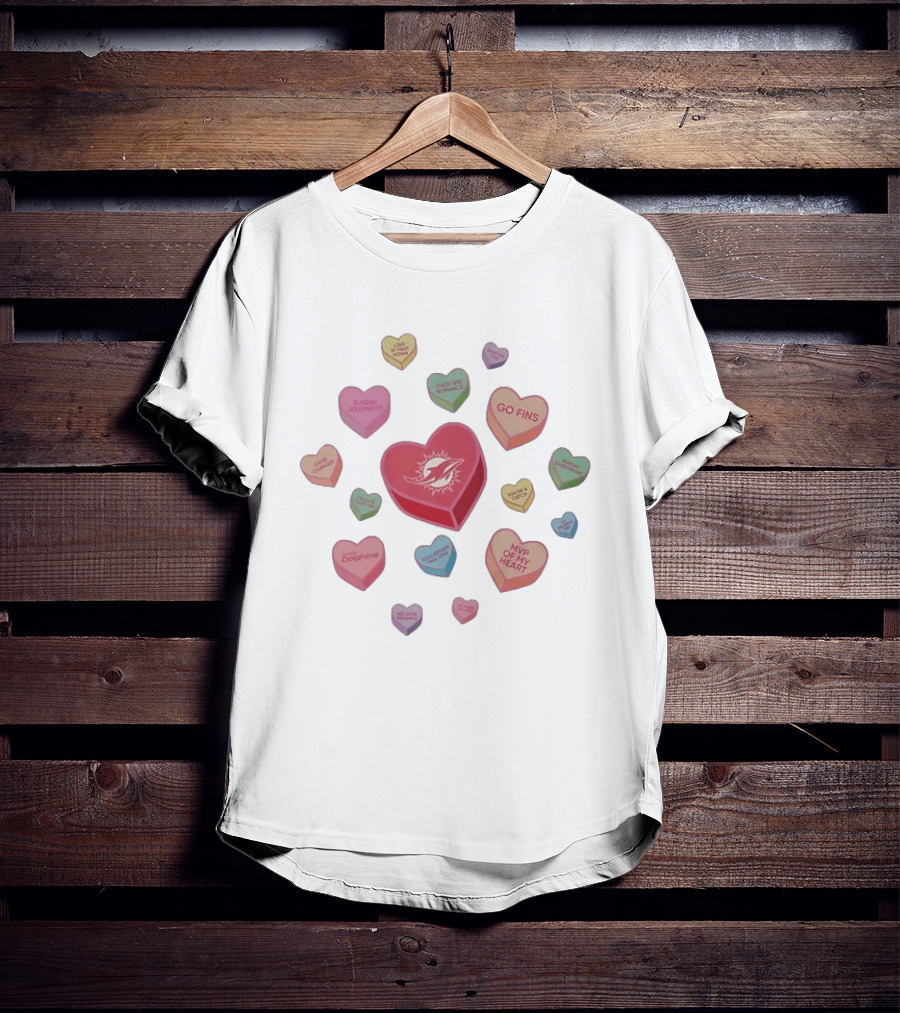 Miami Dolphins Heart Candy Go Fins Sunday Soulmates Overtime Romance MVP Of My Heart T-Shirt