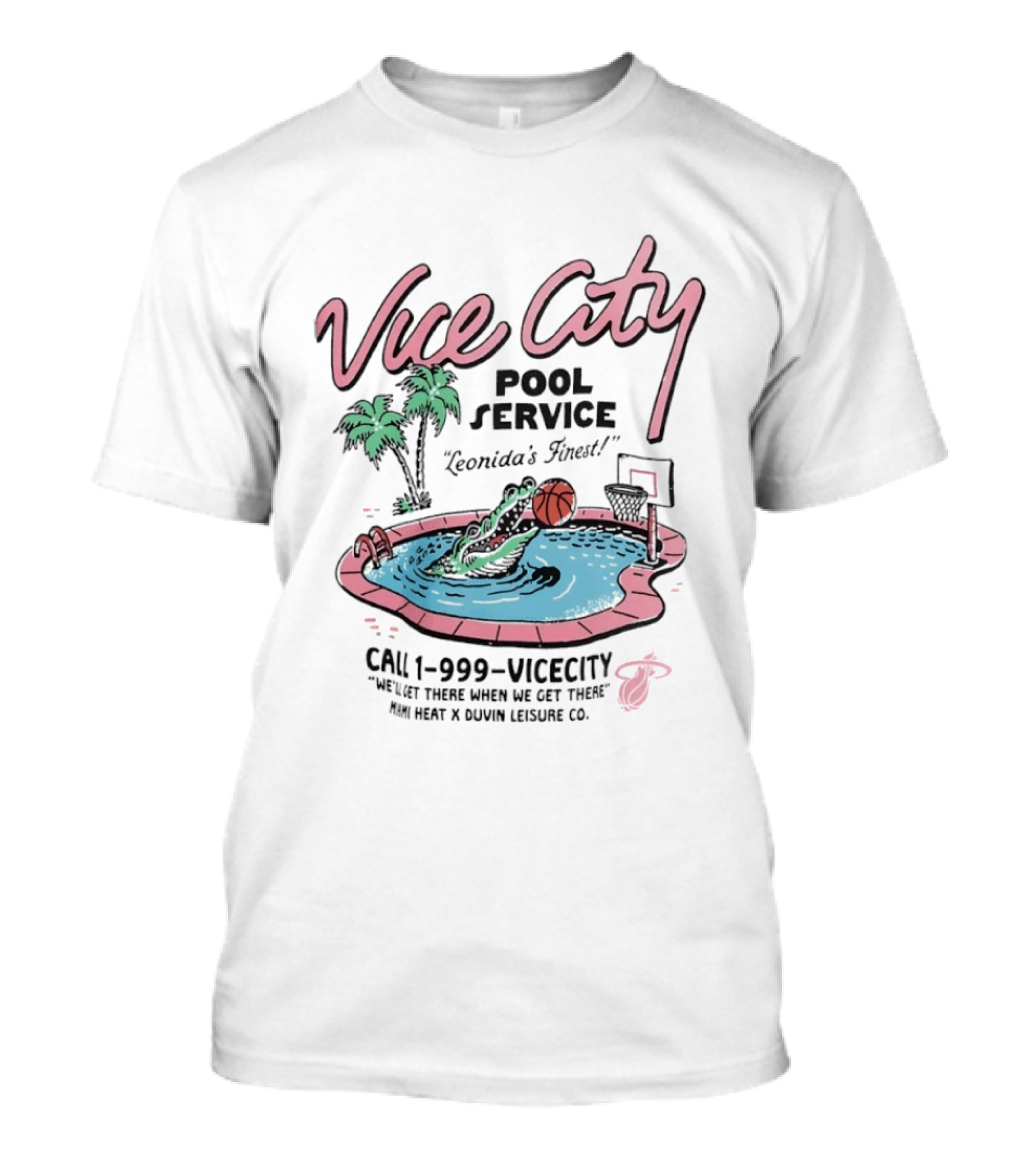 Vice City Pool Service Miami Heat X Duvin Leisure Co Leonida's Finest T-Shirt