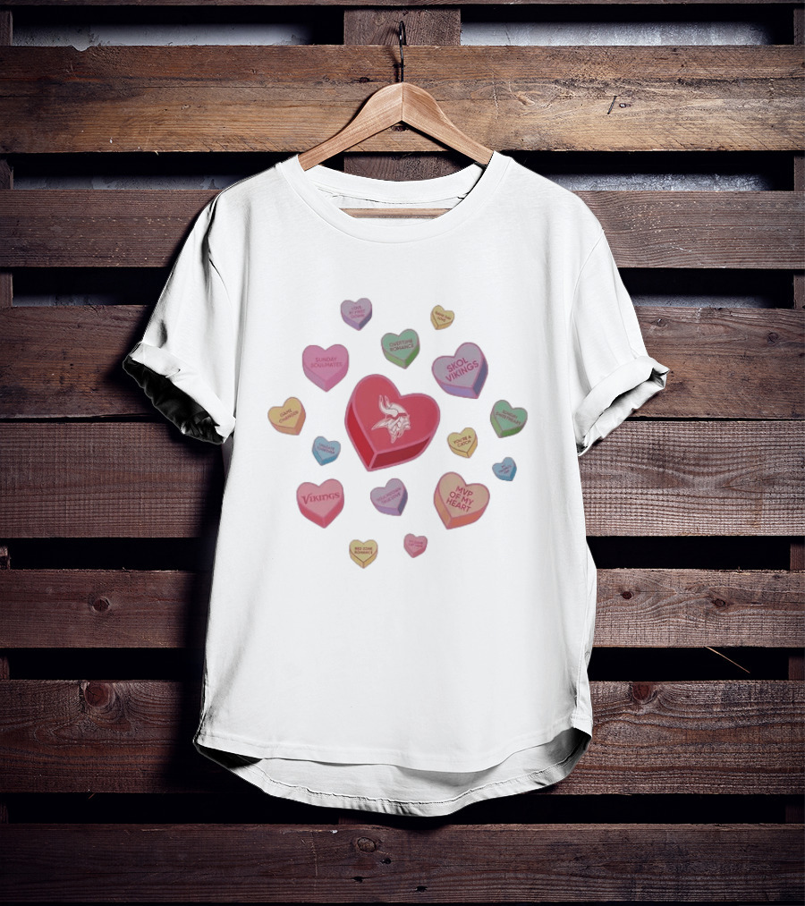 Skol Vikings Valentine Candy Hearts Romance MVP Vikings 2023 Champs T-Shirt