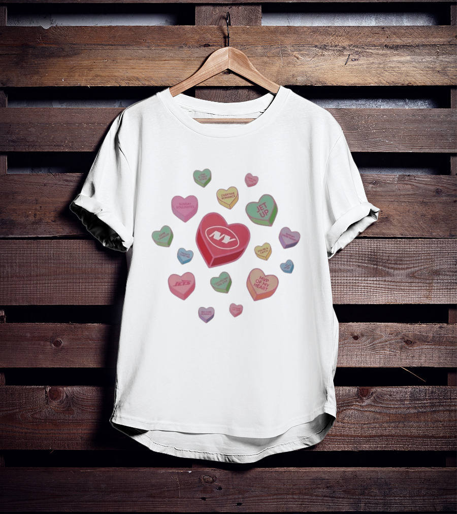 New York Jets Valentine Hearts Sunday Soulmates Jet Up MVP Of My Heart T-Shirt