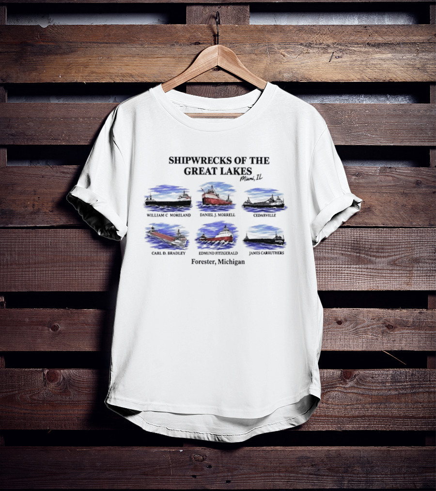 Shipwrecks Of The Great Lakes Edmund Fitzgerald Carl D Bradley Forrester Michigan T-Shirt