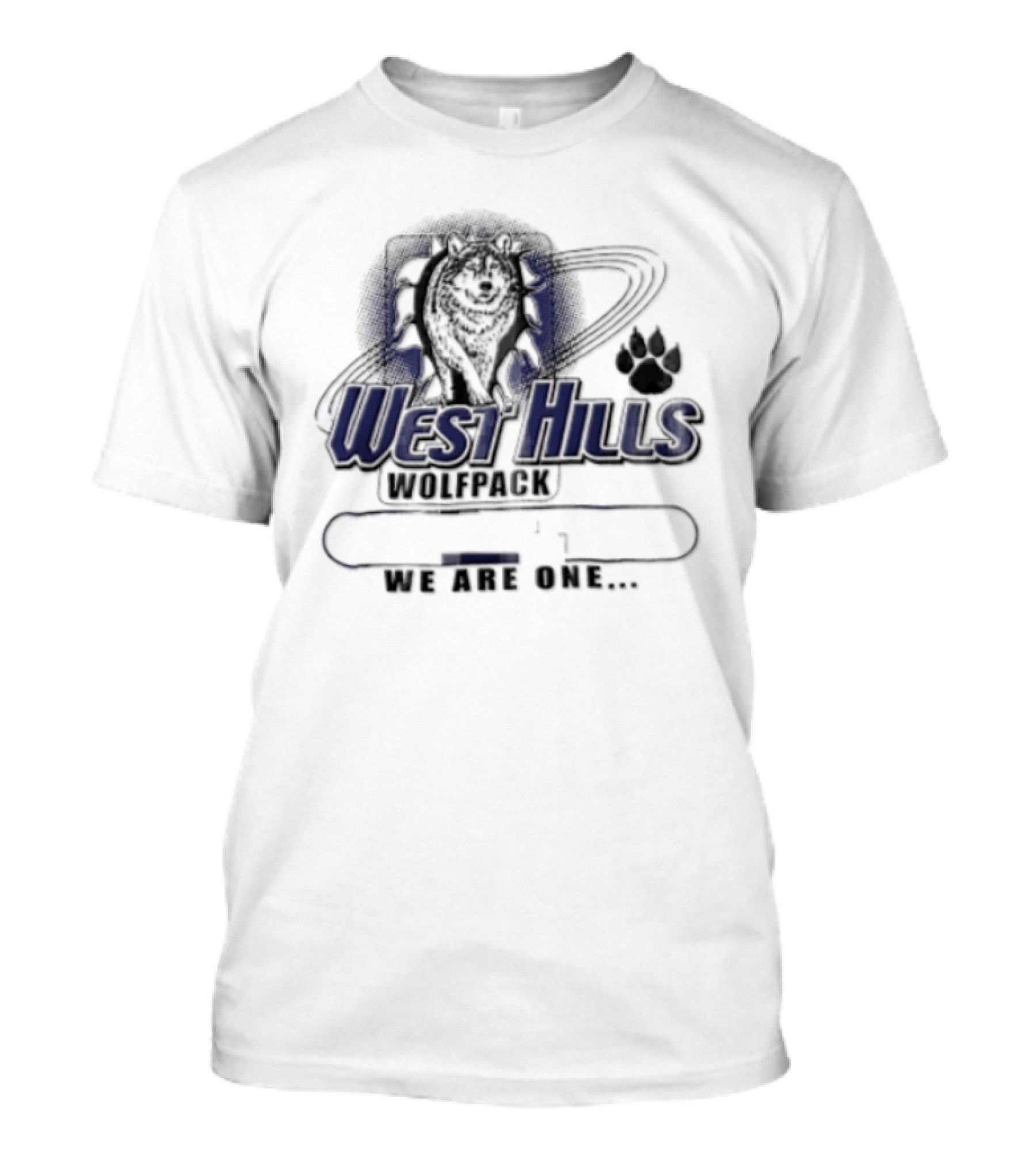 West Hills Wolfpack We Are One Wolf Head Paw T-Shirt