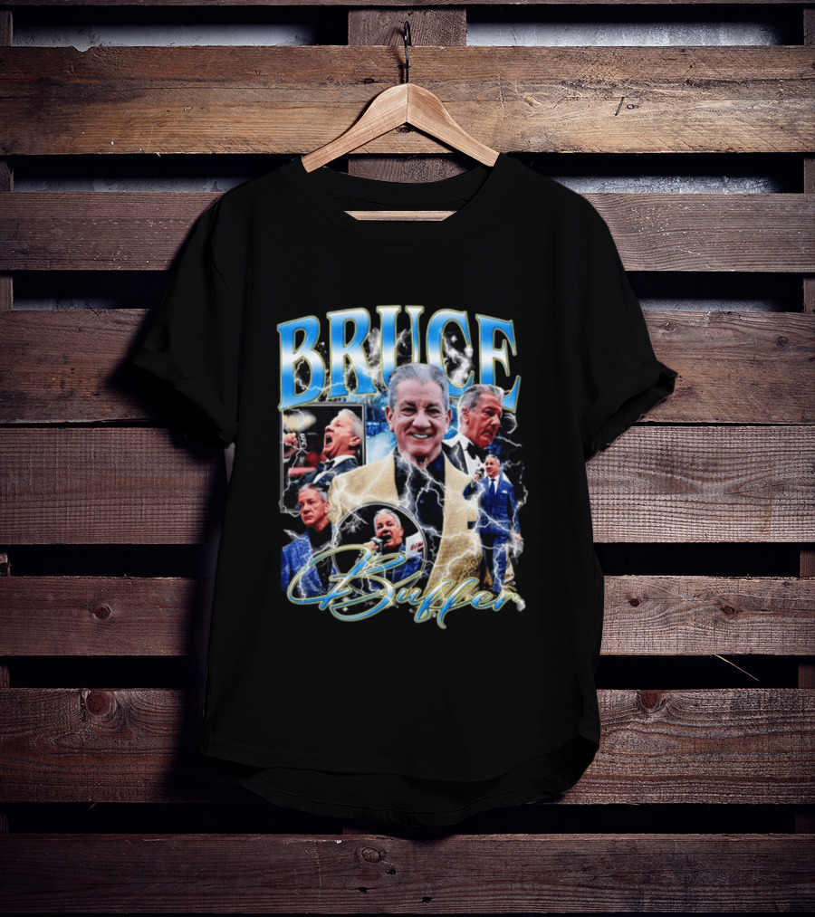 Bruce Buffer It's Time Fight Night Blue Gold Montage T-Shirt