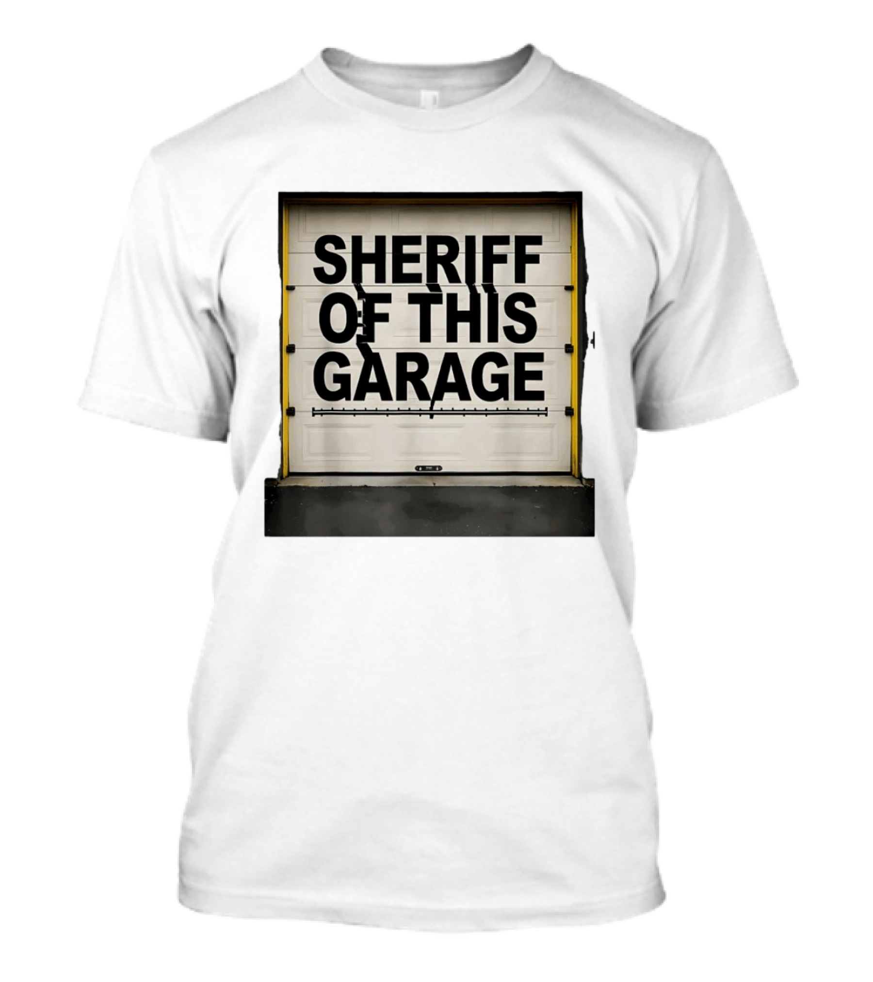 Sheriff Of This Garage Man Cave Sign Home Workshop Garage שער ראפר T-Shirt