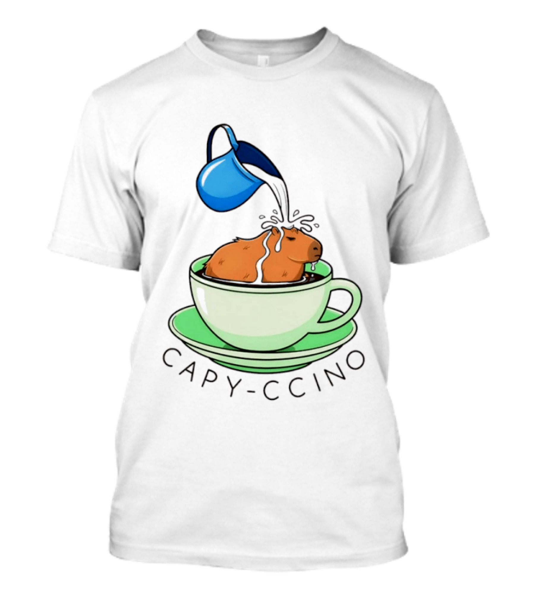 Capybara Coffee Capy Ccino In A Cup With Cappuccino Pouring Scene T-Shirt