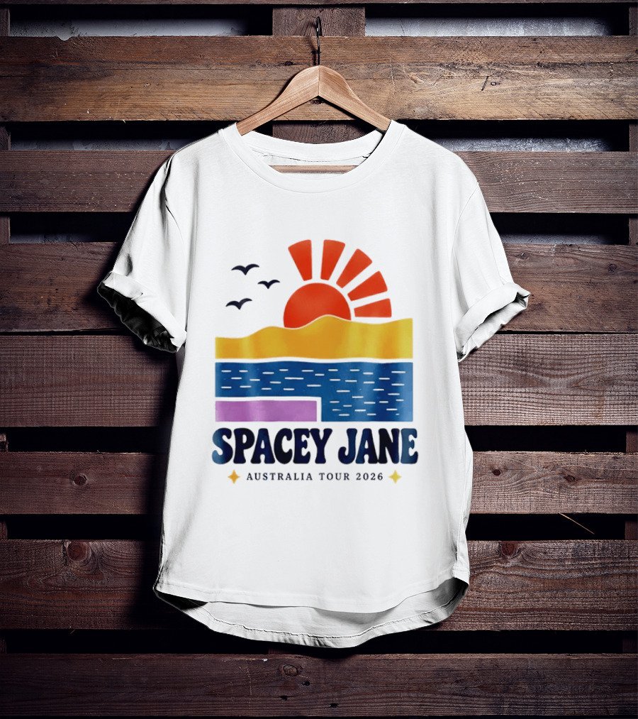 Spacey Jane Australia Tour 2026 Indie Rock Ocean Sunset Birds T-Shirt