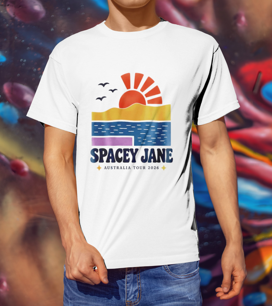 Spacey Jane Australia Tour 2026 Indie Rock Ocean Sunset Birds T-Shirt