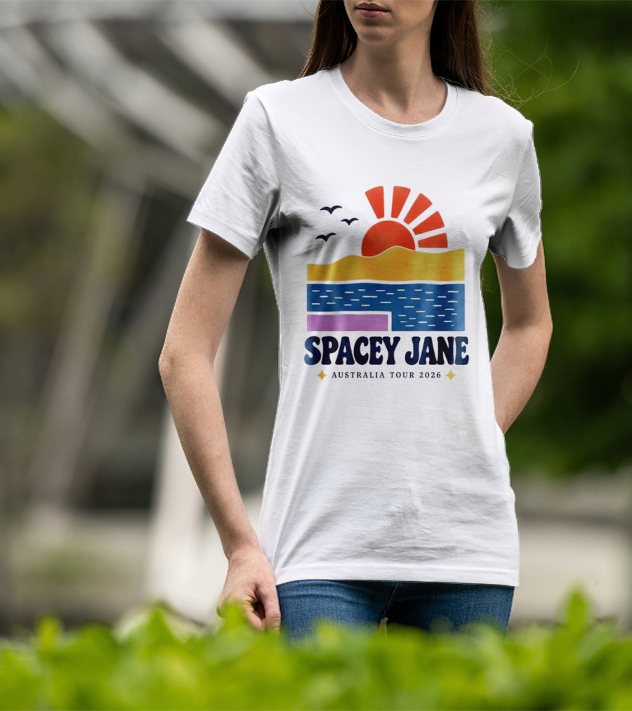 Spacey Jane Australia Tour 2026 Indie Rock Ocean Sunset Birds T-Shirt