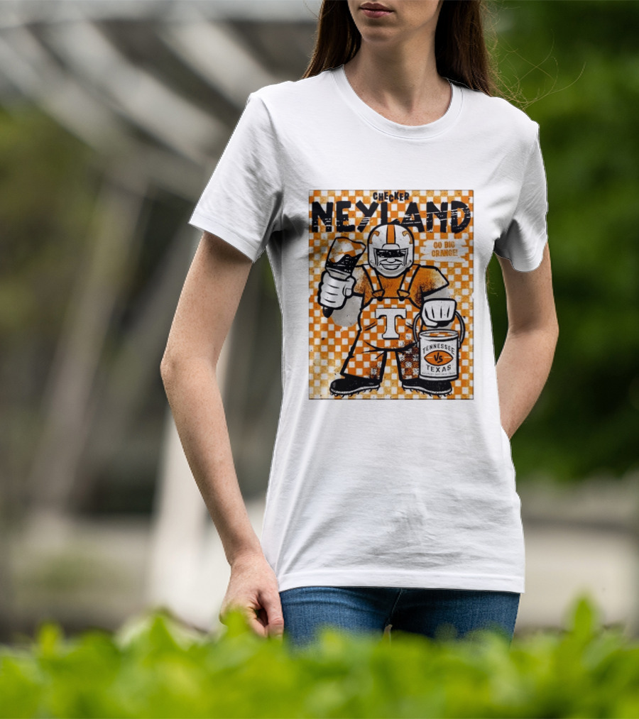 Checker Neyland Go Big Orange Tennessee Volunteers VS Texas Saturday T-Shirt