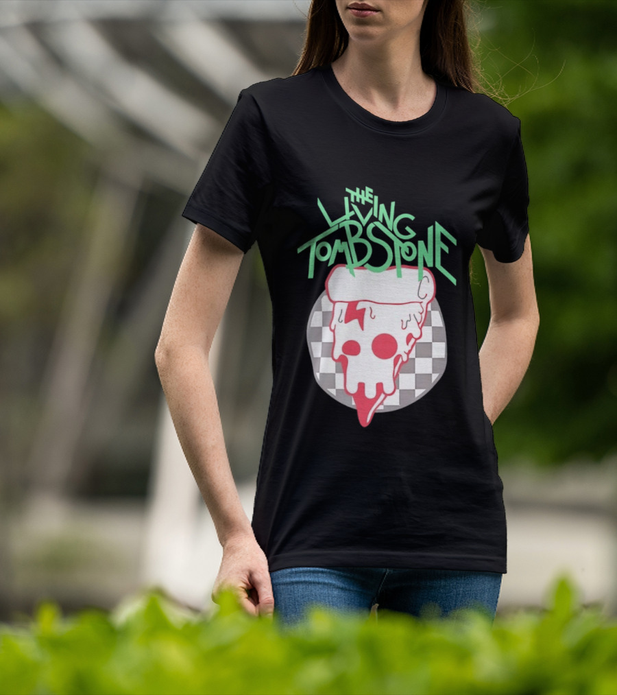 The Living Tombstone Pizza Skull Checkered T-Shirt