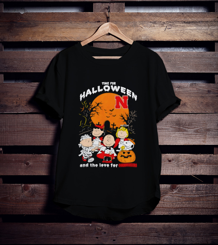 Time For Halloween Nebraska Cornhuskers Peanuts Characters T-Shirt