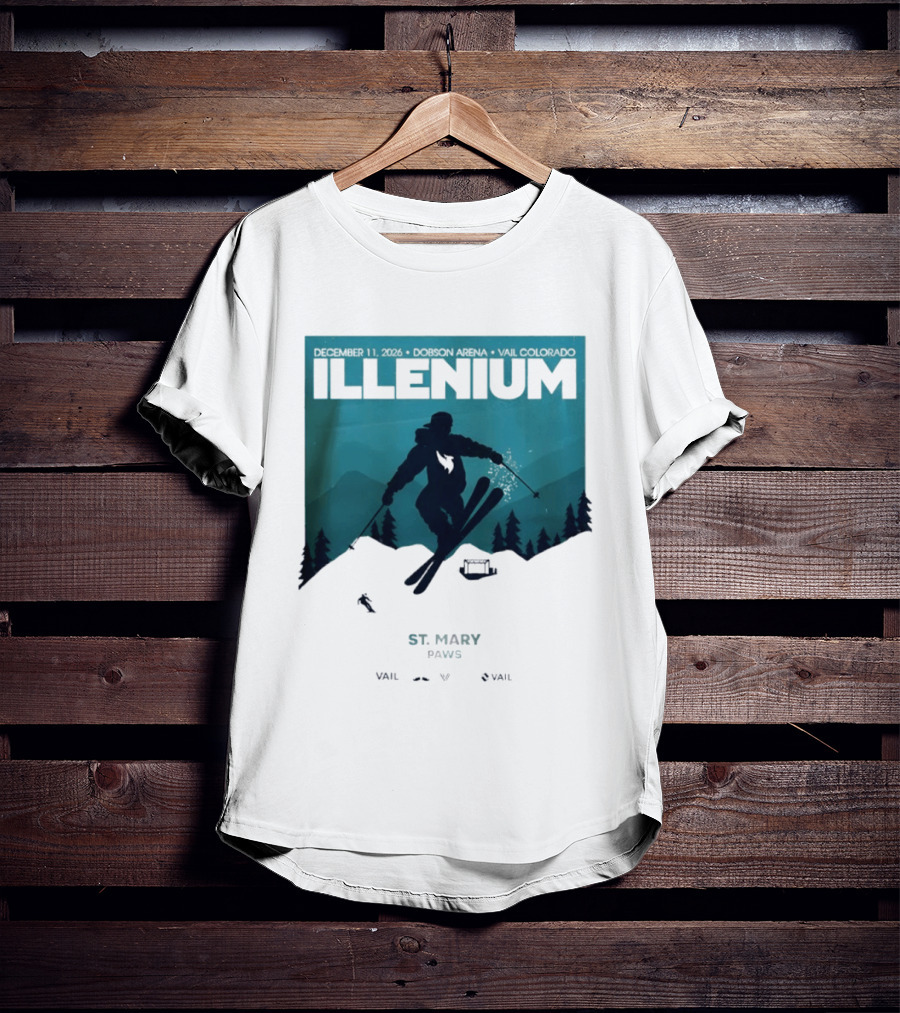 Illenium December 11 2026 Skiing Dobson Arena Vail Colorado Concert St Mary Paws T-Shirt
