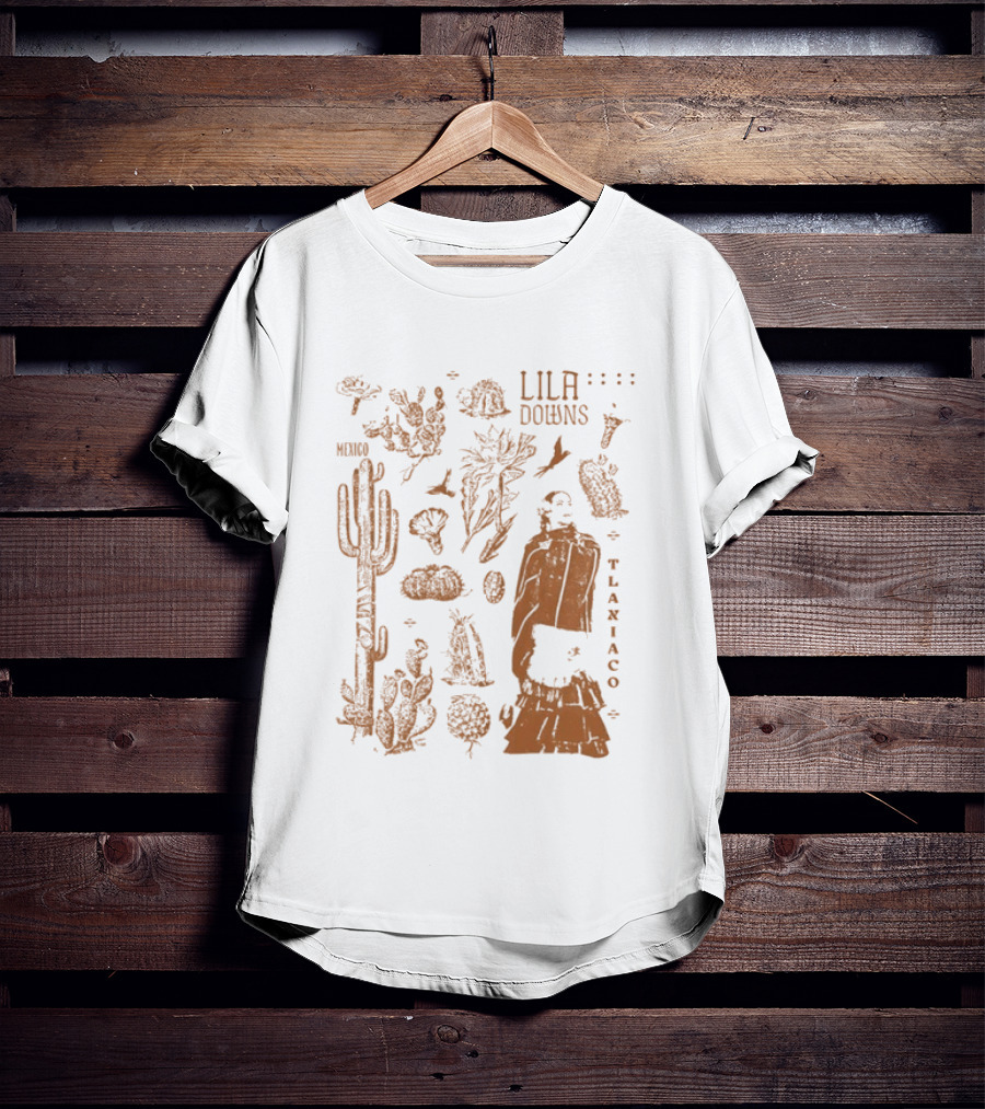 Lila Downs Mexico Tlaxiaco Mexican Singer With Floral And Cactus T-Shirt
