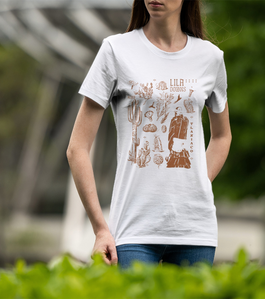 Lila Downs Mexico Tlaxiaco Mexican Singer With Floral And Cactus T-Shirt