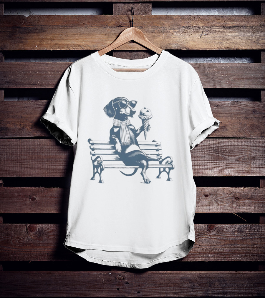 Lisa Dogecan Dachshund Ice Cream April 1992 Bench T-Shirt