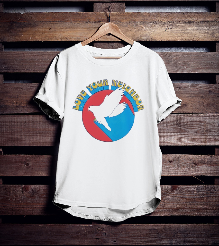 Love Your Neighbor Dove Peace Kindness Retro Circular T-Shirt