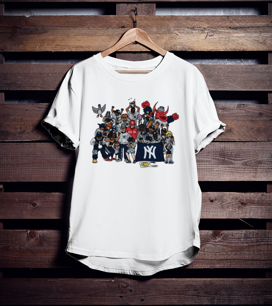 New York Yankees Fans Collage MLB Baseball Rivalry Characters And Mascots T-Shirt
