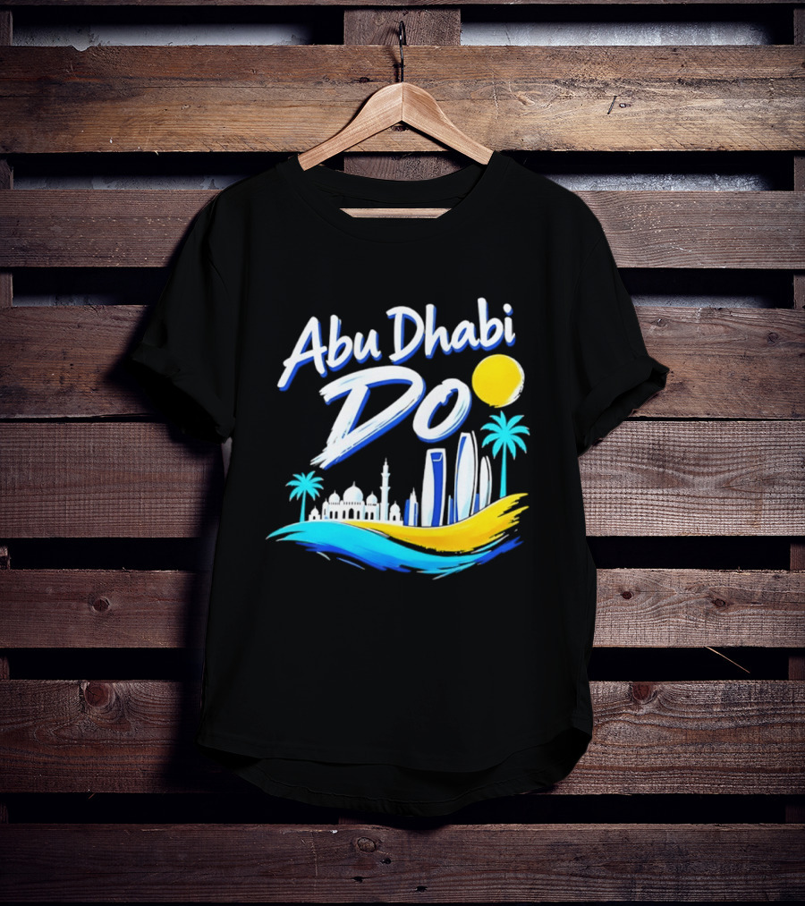 Abu Dhabi Do United Arab Emirates Travel Souvenir Skyline Sun Palm Trees T-Shirt