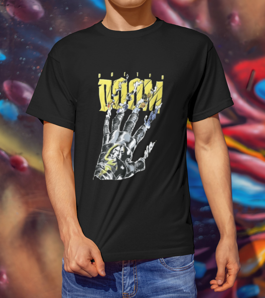 Marvel Doom Metal Gauntlet Ripping Through Paper T-Shirt