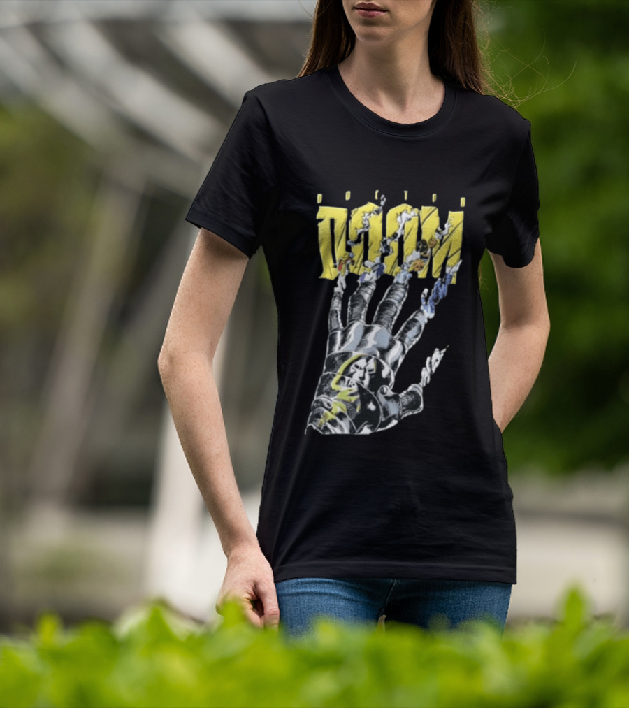 Marvel Doom Metal Gauntlet Ripping Through Paper T-Shirt